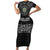 Belize Tribal Pattern Family Matching Short Sleeve Bodycon Dress and Hawaiian Shirt with National Emblem and Mayan Pyramid Design