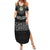 Belize Tribal Pattern Family Matching Summer Maxi Dress and Hawaiian Shirt with National Emblem and Mayan Pyramid Design