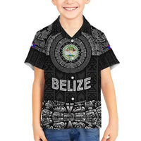 Belize Tribal Pattern Family Matching Tank Maxi Dress and Hawaiian Shirt with National Emblem and Mayan Pyramid Design