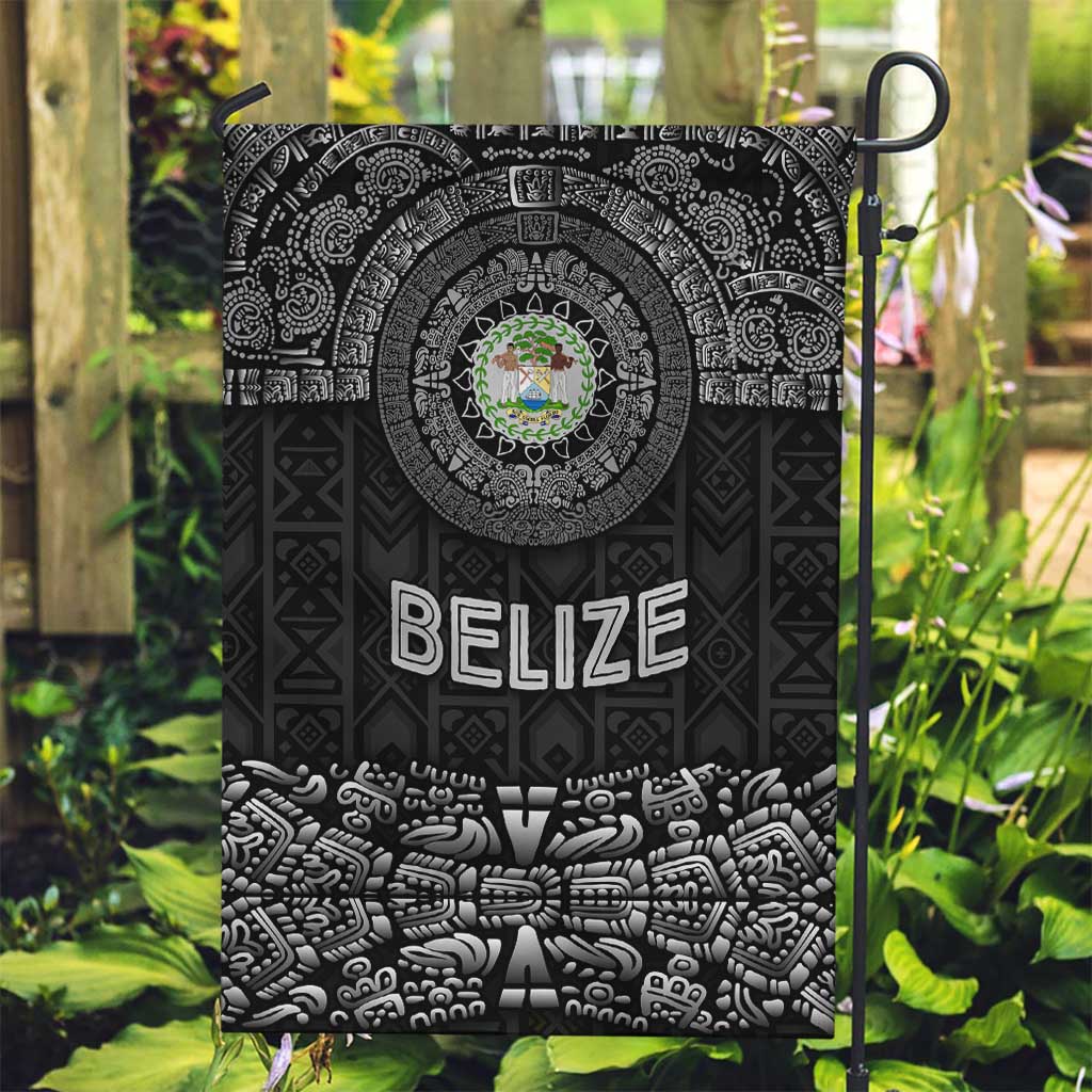Belize Tribal Pattern Garden Flag with National Emblem and Mayan Pyramid Design