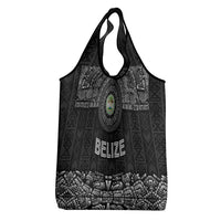 Belize Tribal Pattern Grocery Bag with National Emblem and Mayan Pyramid Design