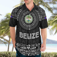 Belize Tribal Pattern Hawaiian Shirt with National Emblem and Mayan Pyramid Design