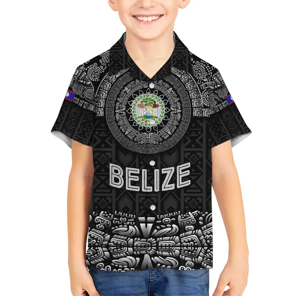 Belize Tribal Pattern Hawaiian Shirt with National Emblem and Mayan Pyramid Design