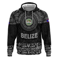 Belize Tribal Pattern Hoodie with National Emblem and Mayan Pyramid Design
