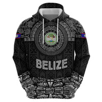 Belize Tribal Pattern Hoodie with National Emblem and Mayan Pyramid Design