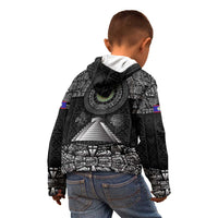 Belize Tribal Pattern Kid Hoodie with National Emblem and Mayan Pyramid Design