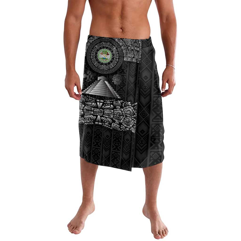 Belize Tribal Pattern Lavalava with National Emblem and Mayan Pyramid Design