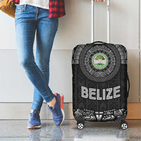 Belize Tribal Pattern Luggage Cover with National Emblem and Mayan Pyramid Design