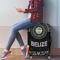 Belize Tribal Pattern Luggage Cover with National Emblem and Mayan Pyramid Design
