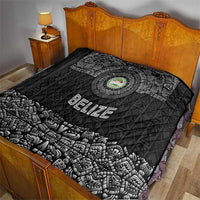 Belize Tribal Pattern Quilt with National Emblem and Mayan Pyramid Design