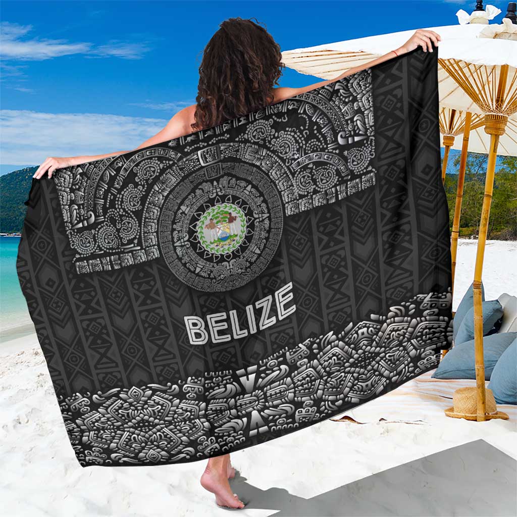 Belize Tribal Pattern Sarong with National Emblem and Mayan Pyramid Design