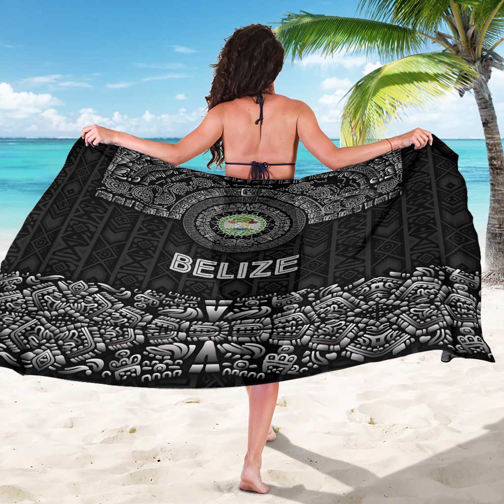 Belize Tribal Pattern Sarong with National Emblem and Mayan Pyramid Design