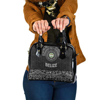 Belize Tribal Pattern Shoulder Handbag with National Emblem and Mayan Pyramid Design