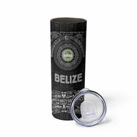 Belize Tribal Pattern Skinny Tumbler with National Emblem and Mayan Pyramid Design
