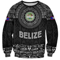 Belize Tribal Pattern Sweatshirt with National Emblem and Mayan Pyramid Design