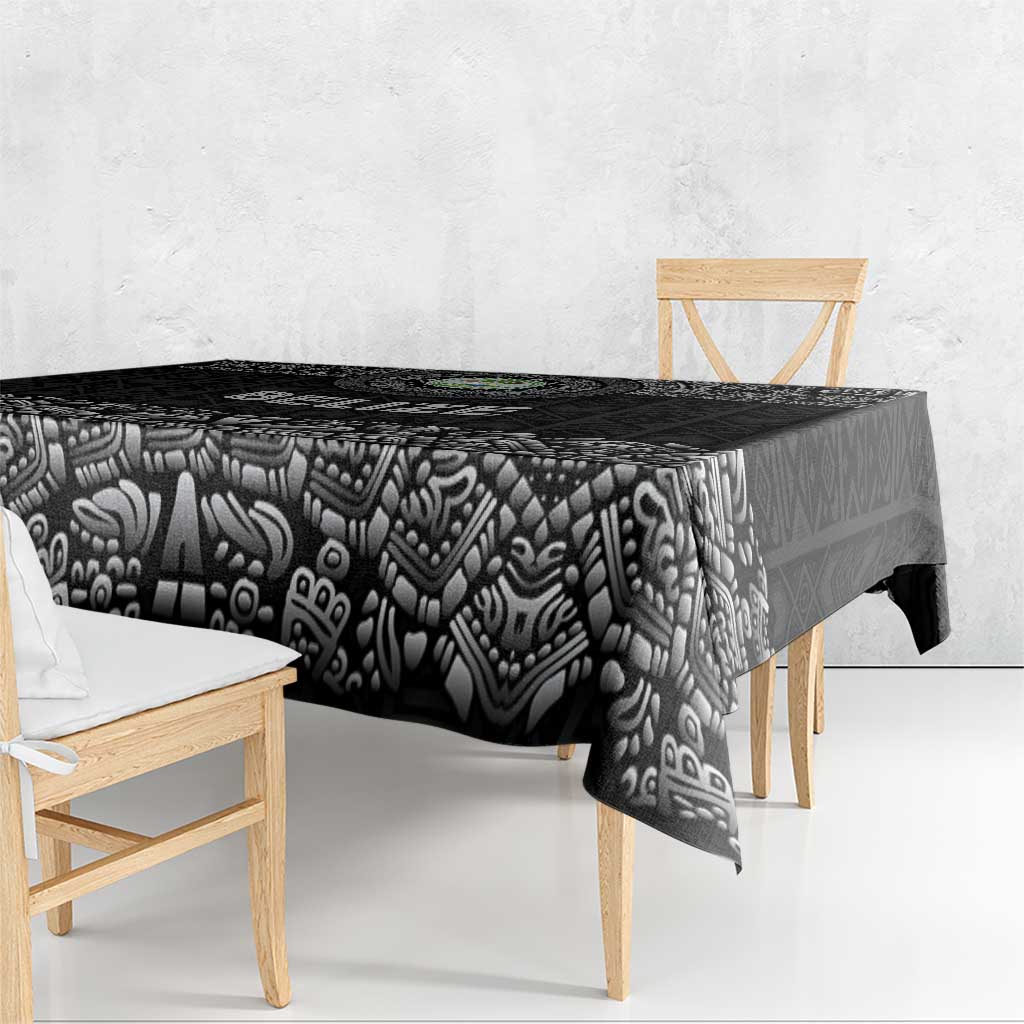Belize Tribal Pattern Tablecloth with National Emblem and Mayan Pyramid Design