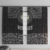 Belize Tribal Pattern Window Curtain with National Emblem and Mayan Pyramid Design
