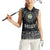 Belize Tribal Pattern Women Sleeveless Polo Shirt with National Emblem and Mayan Pyramid Design