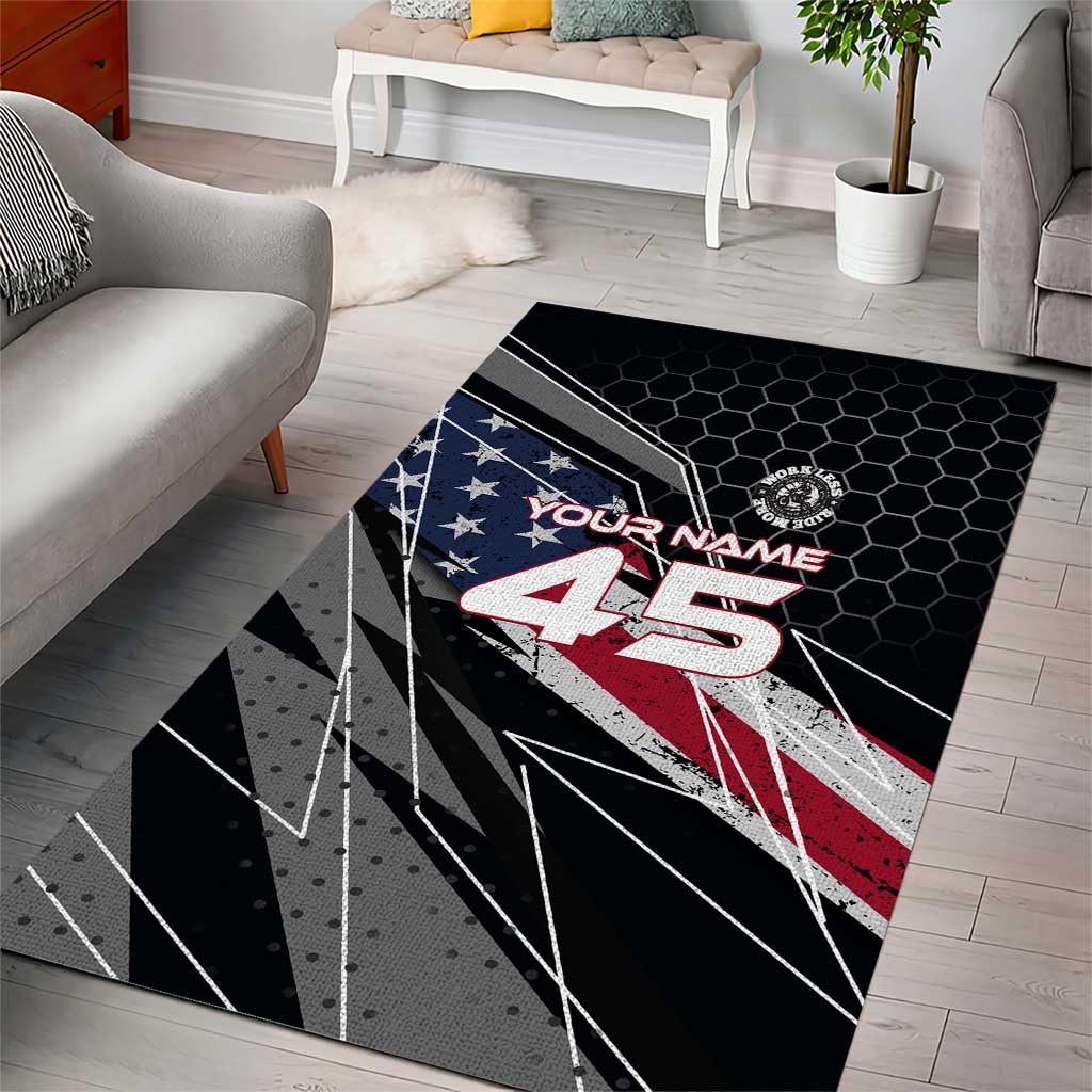 Custom American Flag Racing Area Rug Dirt Bike Motocross Racewear Hexagon and Lightning - Wonder Print Shop