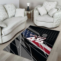 Custom American Flag Racing Area Rug Dirt Bike Motocross Racewear Hexagon and Lightning - Wonder Print Shop