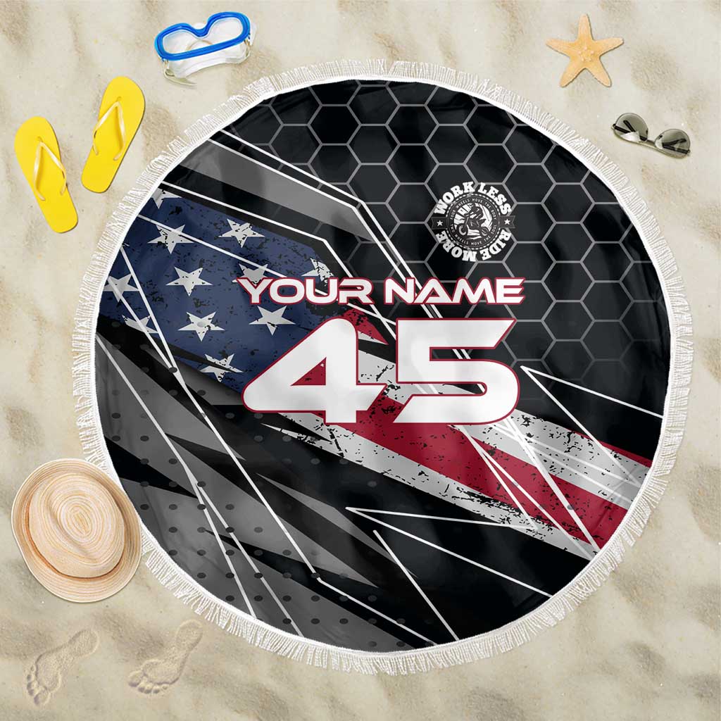 Custom American Flag Racing Beach Blanket Dirt Bike Motocross Racewear Hexagon and Lightning - Wonder Print Shop
