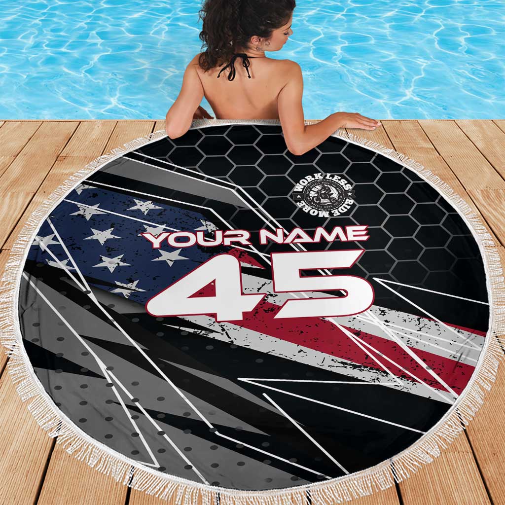 Custom American Flag Racing Beach Blanket Dirt Bike Motocross Racewear Hexagon and Lightning - Wonder Print Shop