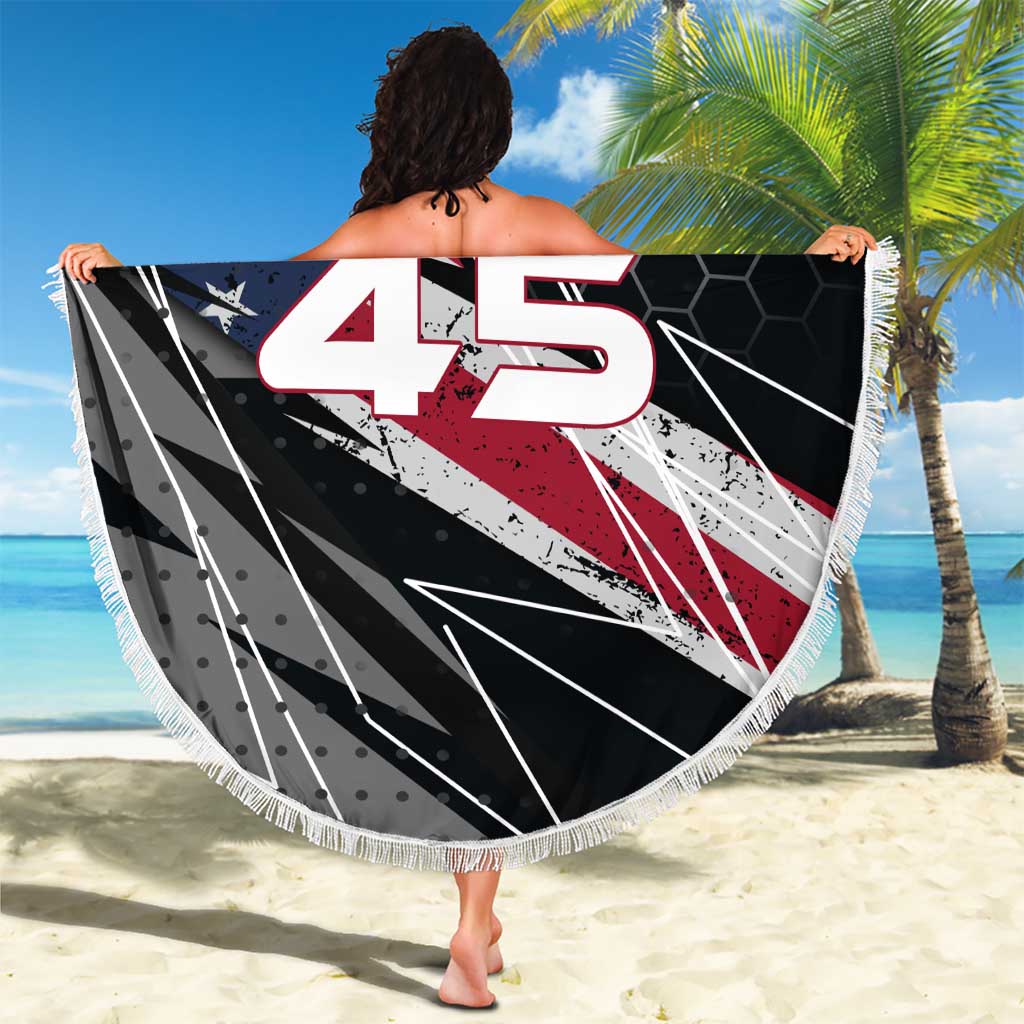 Custom American Flag Racing Beach Blanket Dirt Bike Motocross Racewear Hexagon and Lightning - Wonder Print Shop