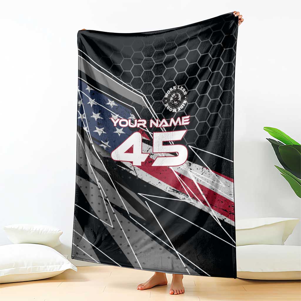 Custom American Flag Racing Blanket Dirt Bike Motocross Racewear Hexagon and Lightning - Wonder Print Shop