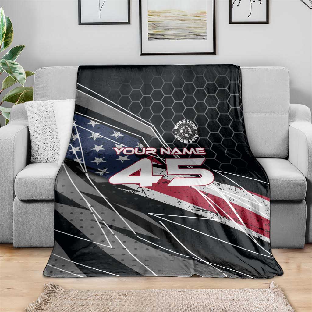 Custom American Flag Racing Blanket Dirt Bike Motocross Racewear Hexagon and Lightning - Wonder Print Shop
