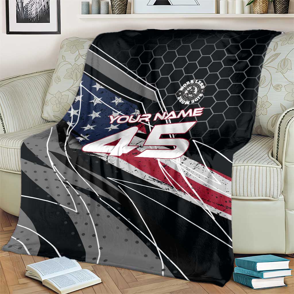 Custom American Flag Racing Blanket Dirt Bike Motocross Racewear Hexagon and Lightning - Wonder Print Shop