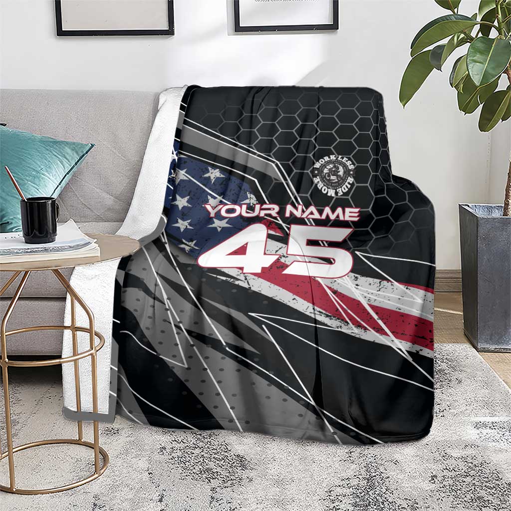 Custom American Flag Racing Blanket Dirt Bike Motocross Racewear Hexagon and Lightning - Wonder Print Shop