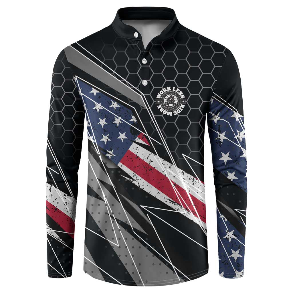 Custom American Flag Racing Button Sweatshirt Dirt Bike Motocross Racewear Hexagon and Lightning - Wonder Print Shop