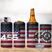 Custom American Flag Racing 4 in 1 Can Cooler Tumbler Dirt Bike Motocross Racewear Hexagon and Lightning - Wonder Print Shop