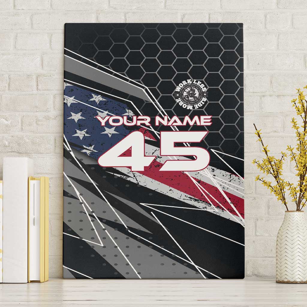 Custom American Flag Racing Canvas Wall Art Dirt Bike Motocross Racewear Hexagon and Lightning - Wonder Print Shop