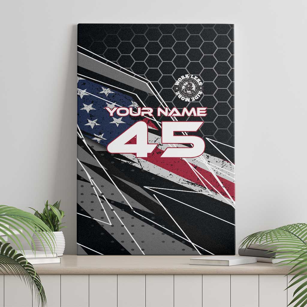 Custom American Flag Racing Canvas Wall Art Dirt Bike Motocross Racewear Hexagon and Lightning - Wonder Print Shop