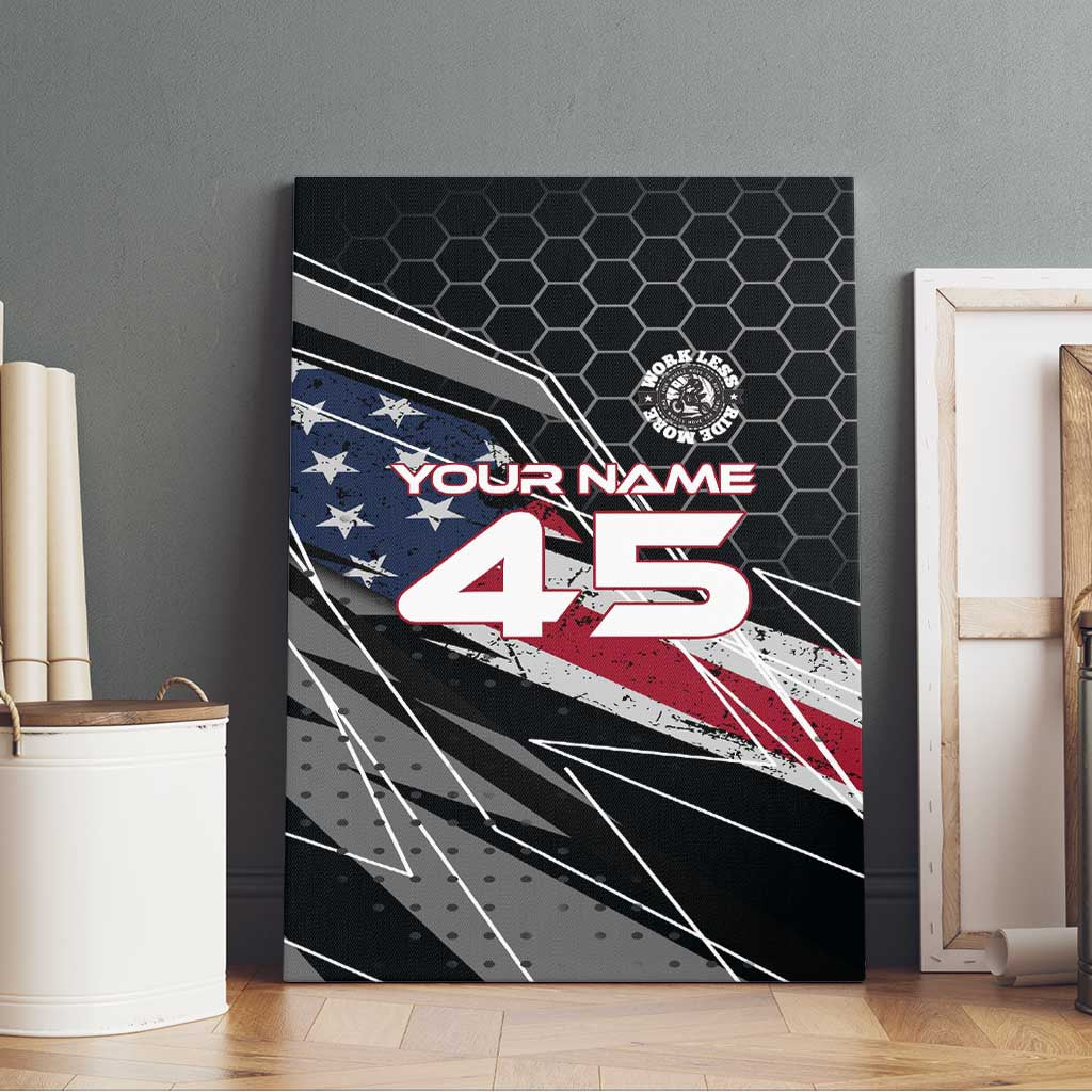 Custom American Flag Racing Canvas Wall Art Dirt Bike Motocross Racewear Hexagon and Lightning - Wonder Print Shop