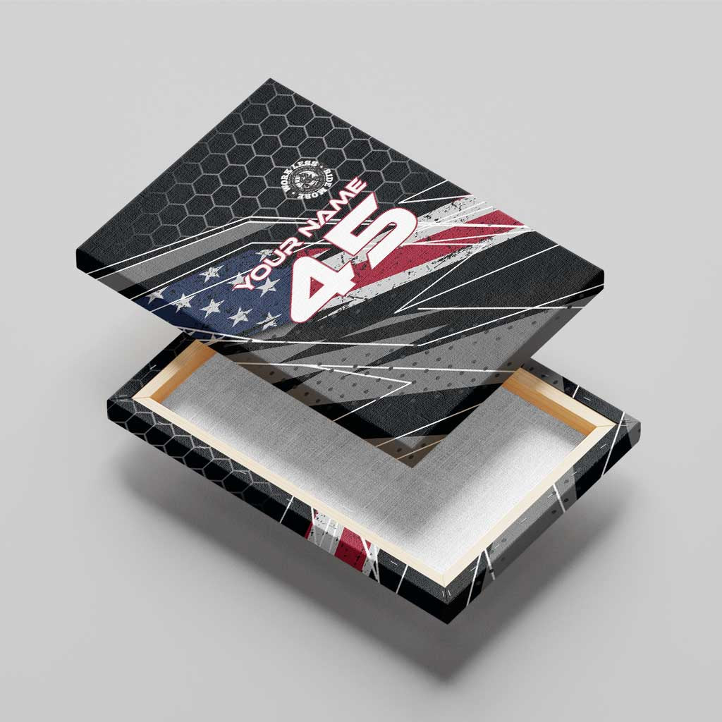 Custom American Flag Racing Canvas Wall Art Dirt Bike Motocross Racewear Hexagon and Lightning - Wonder Print Shop