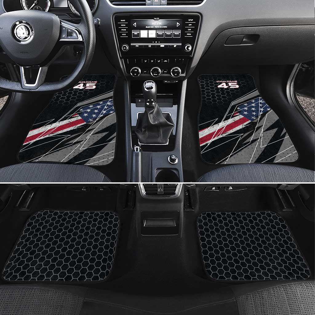 Custom American Flag Racing Car Mats Dirt Bike Motocross Racewear Hexagon and Lightning - Wonder Print Shop