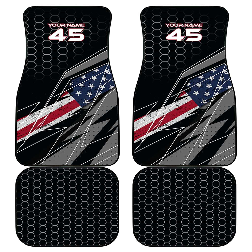 Custom American Flag Racing Car Mats Dirt Bike Motocross Racewear Hexagon and Lightning - Wonder Print Shop