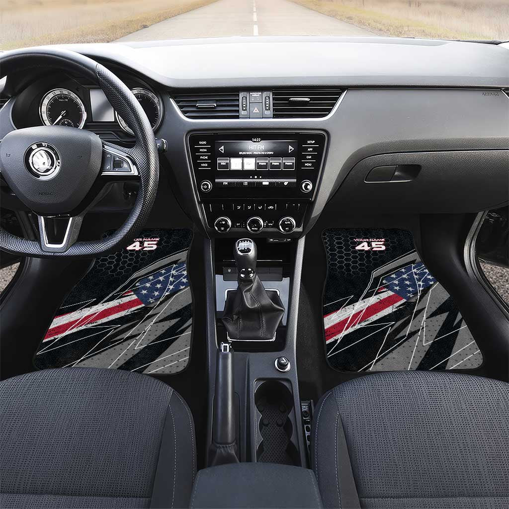 Custom American Flag Racing Car Mats Dirt Bike Motocross Racewear Hexagon and Lightning - Wonder Print Shop
