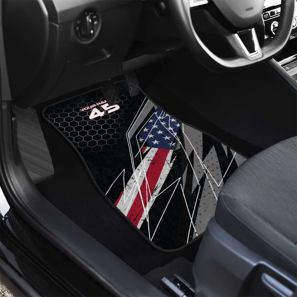 Custom American Flag Racing Car Mats Dirt Bike Motocross Racewear Hexagon and Lightning - Wonder Print Shop