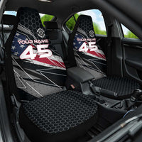 Custom American Flag Racing Car Seat Cover Dirt Bike Motocross Racewear Hexagon and Lightning - Wonder Print Shop