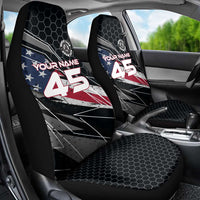 Custom American Flag Racing Car Seat Cover Dirt Bike Motocross Racewear Hexagon and Lightning - Wonder Print Shop