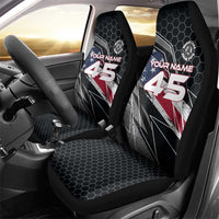 Custom American Flag Racing Car Seat Cover Dirt Bike Motocross Racewear Hexagon and Lightning - Wonder Print Shop