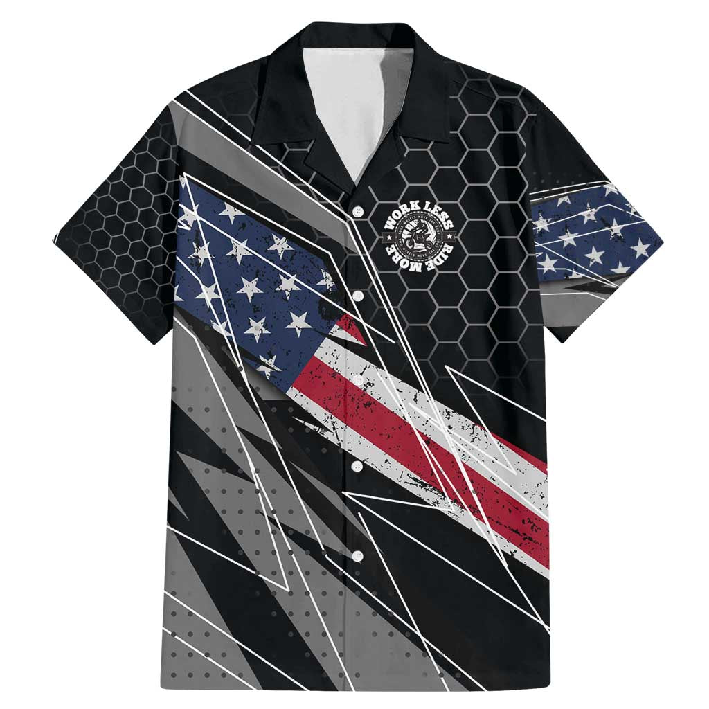 Custom American Flag Racing Family Matching Mermaid Dress and Hawaiian Shirt Dirt Bike Motocross Racewear Hexagon and Lightning - Wonder Print Shop