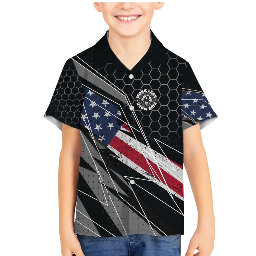 Custom American Flag Racing Family Matching Mermaid Dress and Hawaiian Shirt Dirt Bike Motocross Racewear Hexagon and Lightning - Wonder Print Shop