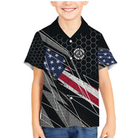 Custom American Flag Racing Family Matching Mermaid Dress and Hawaiian Shirt Dirt Bike Motocross Racewear Hexagon and Lightning - Wonder Print Shop