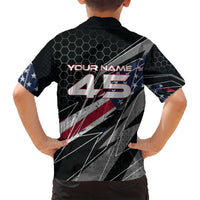 Custom American Flag Racing Family Matching Summer Maxi Dress and Hawaiian Shirt Dirt Bike Motocross Racewear Hexagon and Lightning - Wonder Print Shop