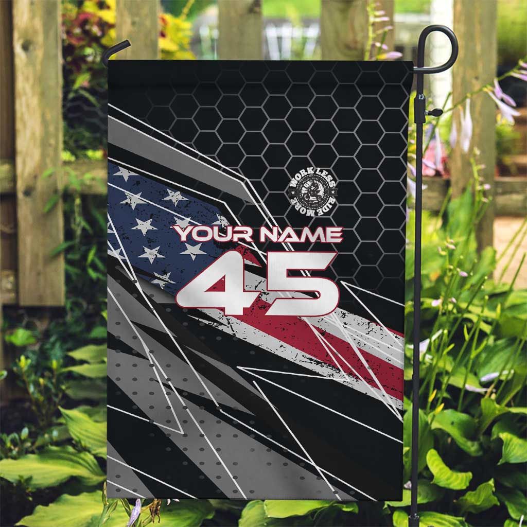 Custom American Flag Racing Garden Flag Dirt Bike Motocross Racewear Hexagon and Lightning - Wonder Print Shop