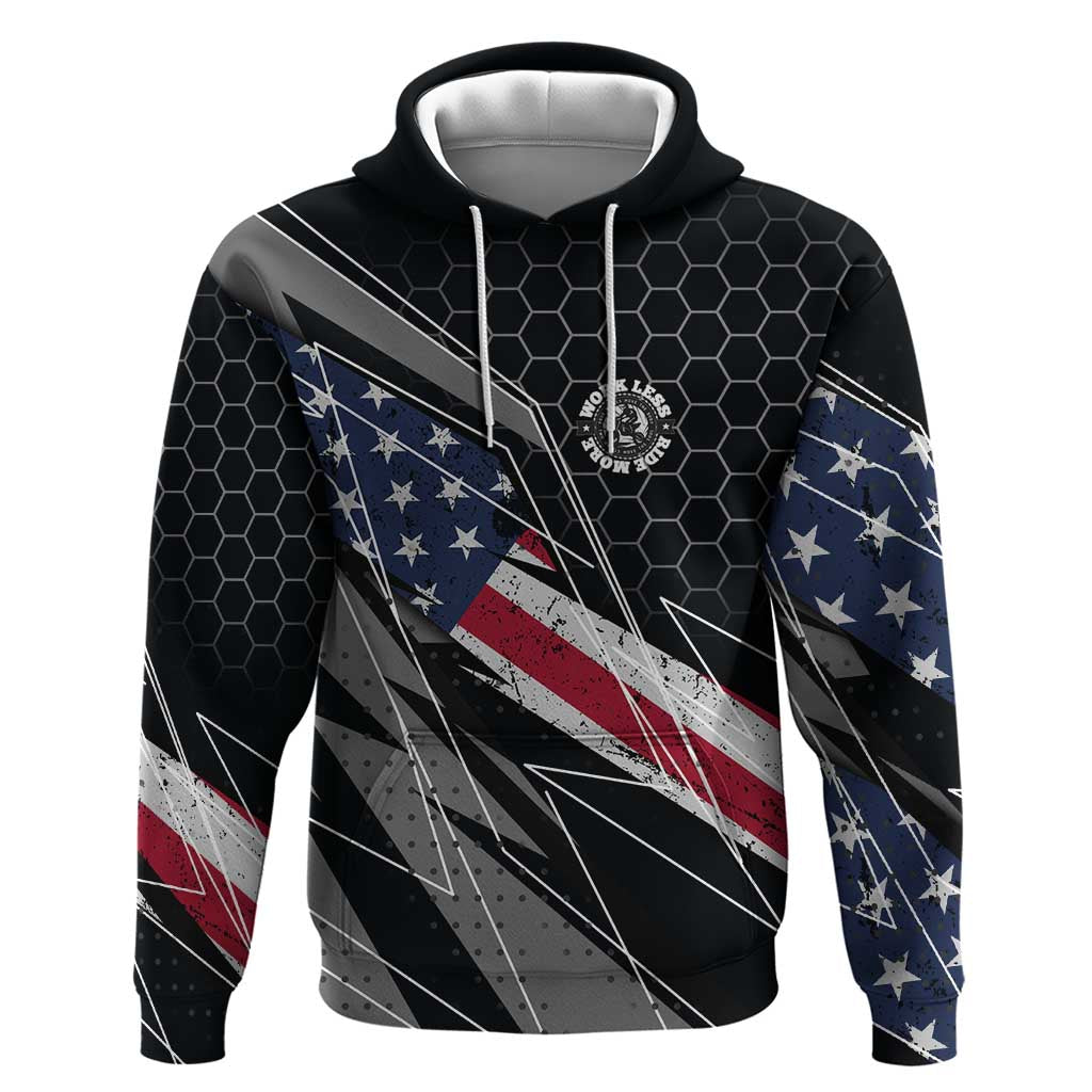 Custom American Flag Racing Hoodie Dirt Bike Motocross Racewear Hexagon and Lightning - Wonder Print Shop